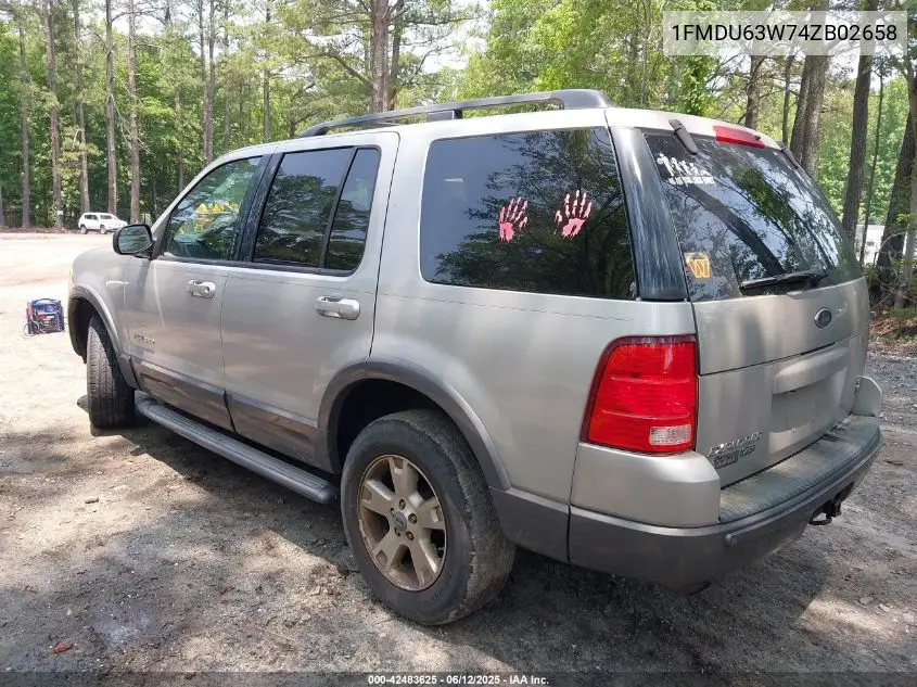 2004 Ford Explorer Xlt VIN: 1FMDU63W74ZB02658 Lot: 42483625