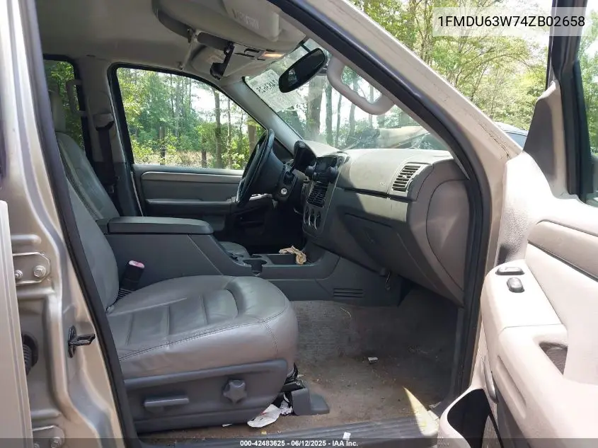2004 Ford Explorer Xlt VIN: 1FMDU63W74ZB02658 Lot: 42483625