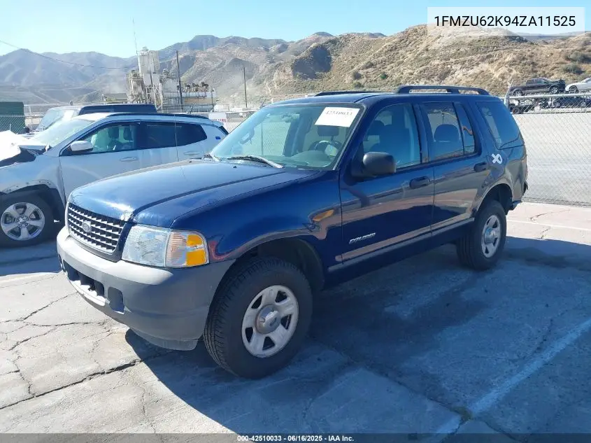 2004 Ford Explorer Xls VIN: 1FMZU62K94ZA11525 Lot: 42510033