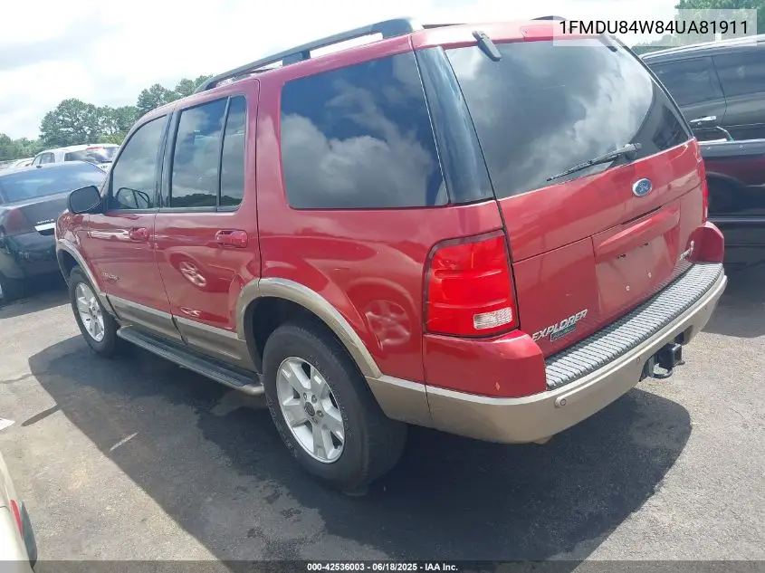 2004 Ford Explorer Eddie Bauer VIN: 1FMDU84W84UA81911 Lot: 42536003