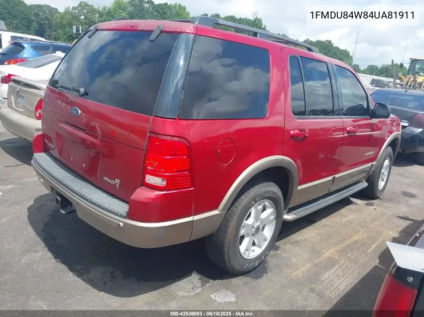 2004 Ford Explorer Eddie Bauer VIN: 1FMDU84W84UA81911 Lot: 42536003