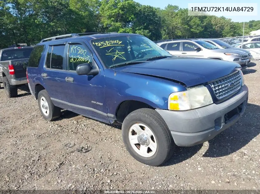 2004 Ford Explorer Xls VIN: 1FMZU72K14UA84729 Lot: 42589104