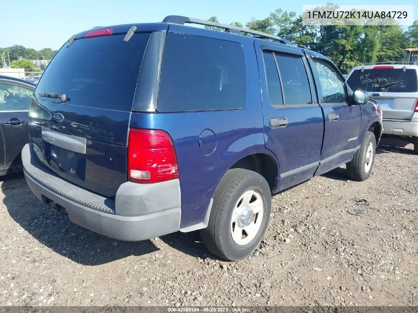 2004 Ford Explorer Xls VIN: 1FMZU72K14UA84729 Lot: 42589104