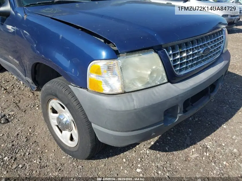 2004 Ford Explorer Xls VIN: 1FMZU72K14UA84729 Lot: 42589104