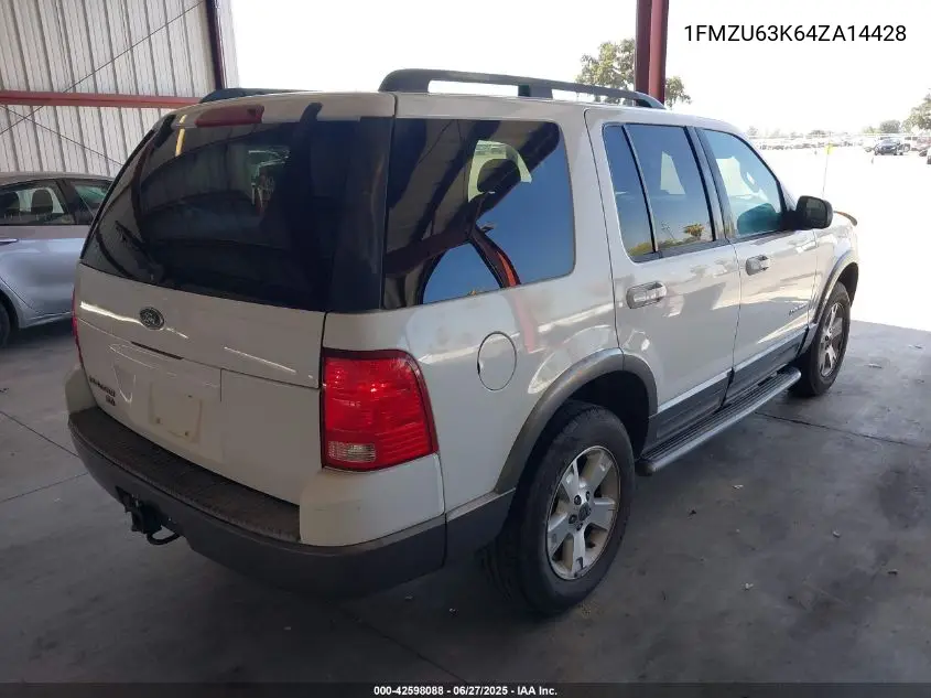 2004 Ford Explorer Xlt VIN: 1FMZU63K64ZA14428 Lot: 42598088