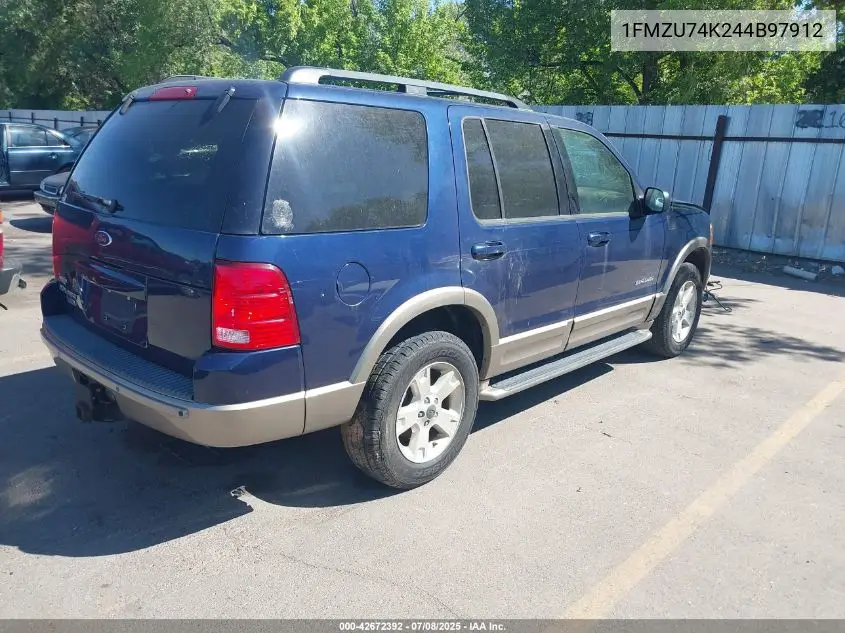2004 Ford Explorer VIN: 1FMZU74K244B97912 Lot: 42672392
