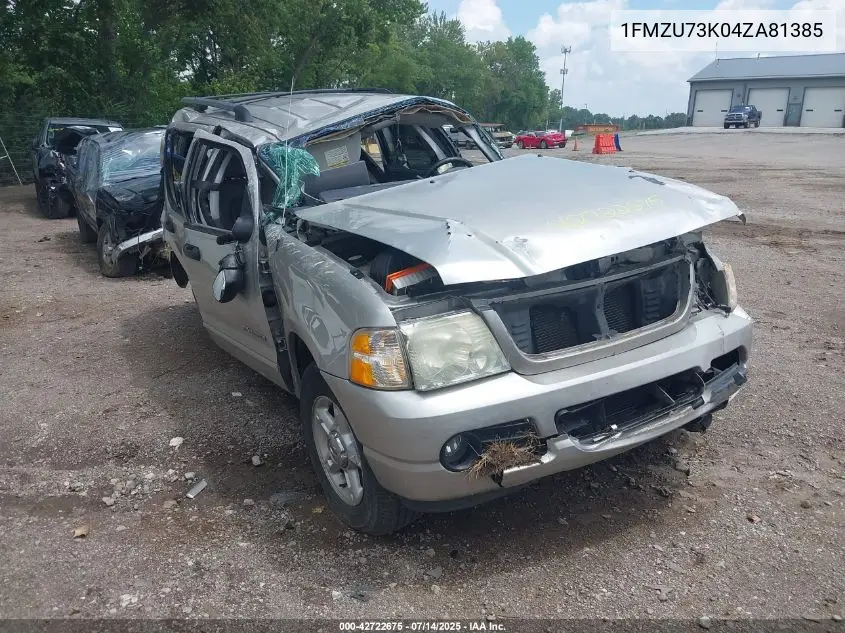 2004 Ford Explorer Xlt/Xlt Sport/Nbx VIN: 1FMZU73K04ZA81385 Lot: 42722675
