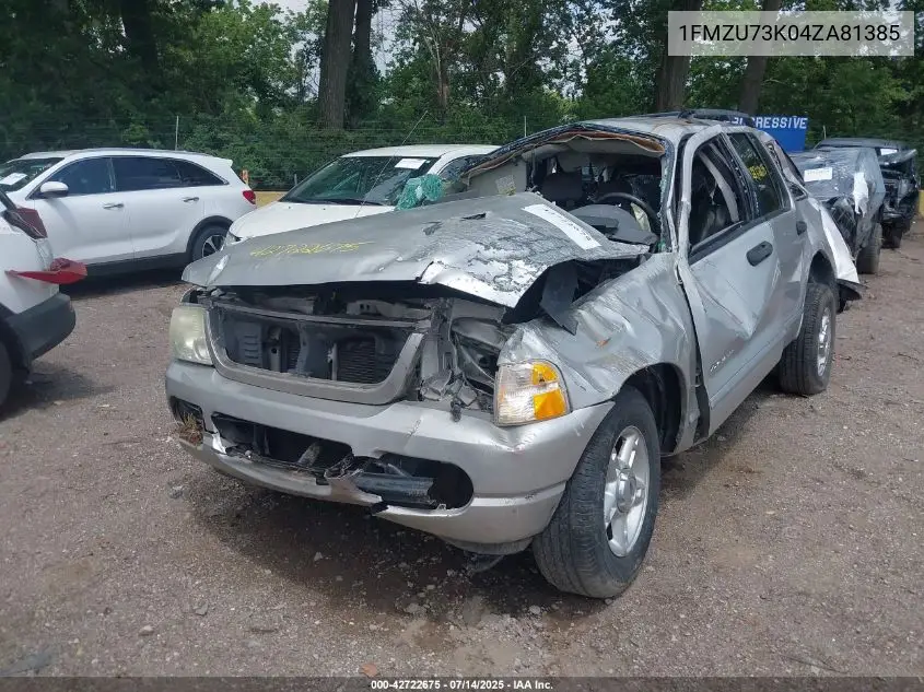 2004 Ford Explorer Xlt/Xlt Sport/Nbx VIN: 1FMZU73K04ZA81385 Lot: 42722675