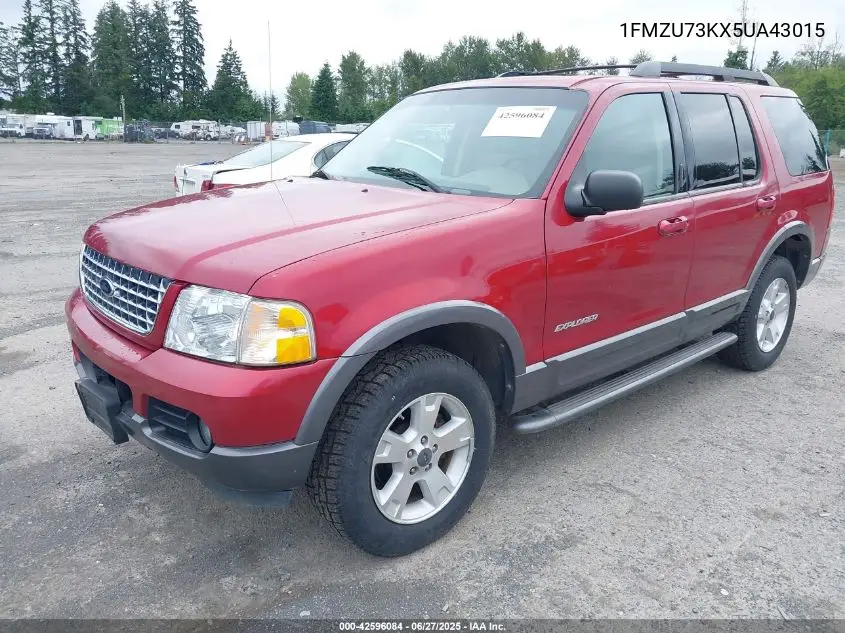 2005 Ford Explorer Xlt/Xlt Sport/Nbx VIN: 1FMZU73KX5UA43015 Lot: 42596084