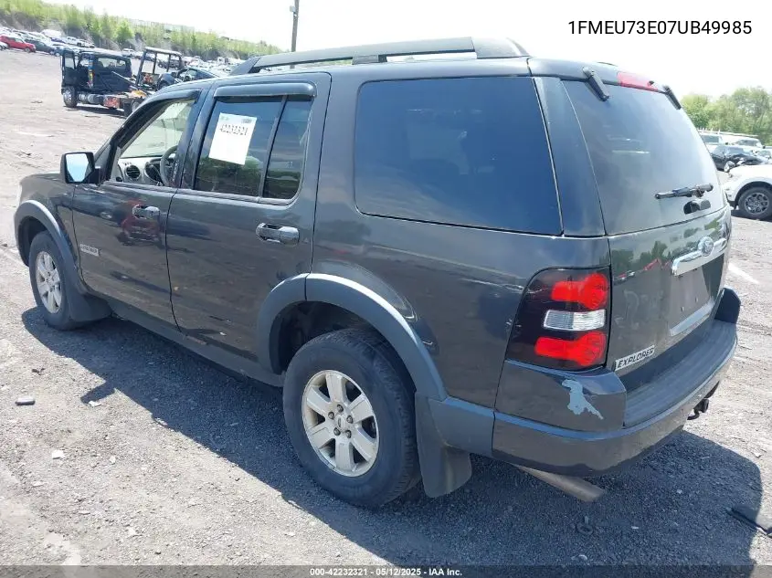 2007 Ford Explorer Xlt VIN: 1FMEU73E07UB49985 Lot: 42232321
