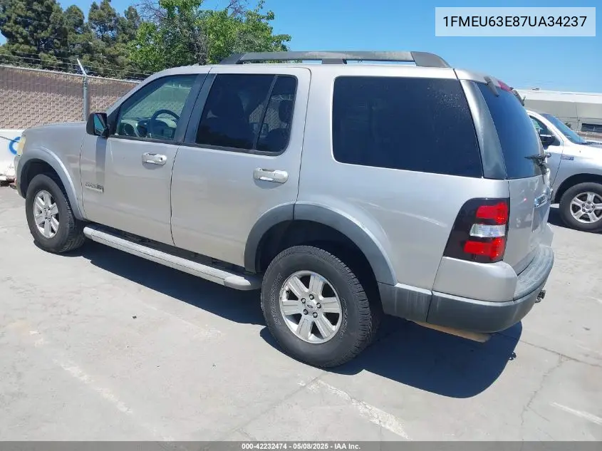 2007 Ford Explorer Xlt VIN: 1FMEU63E87UA34237 Lot: 42232474