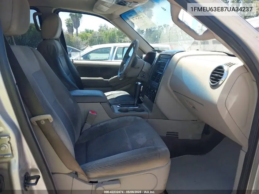 2007 Ford Explorer Xlt VIN: 1FMEU63E87UA34237 Lot: 42232474