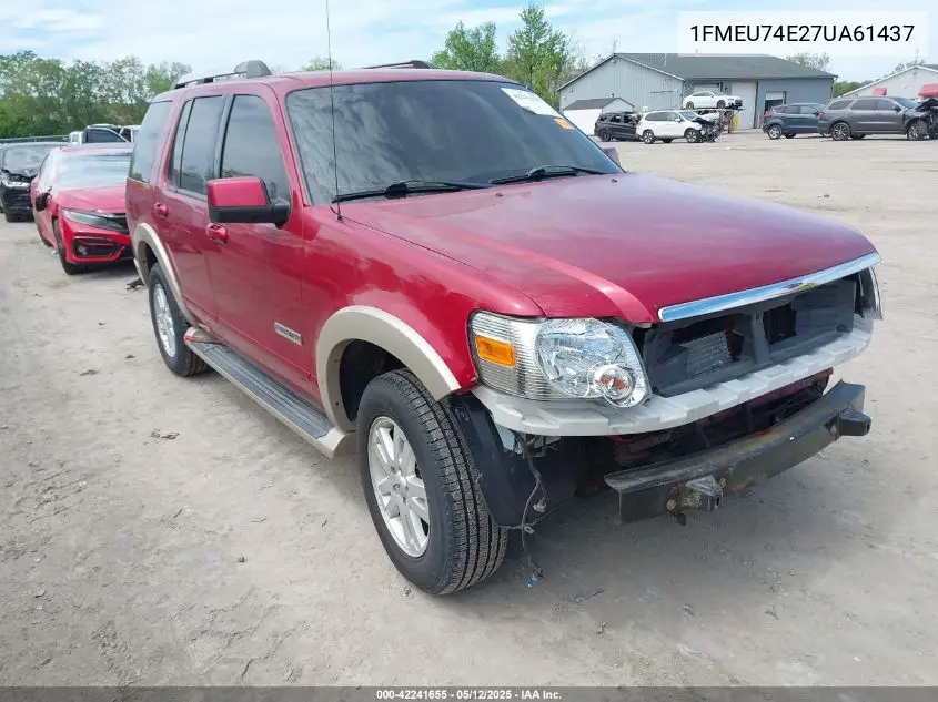 2007 Ford Explorer Eddie Bauer VIN: 1FMEU74E27UA61437 Lot: 42241655