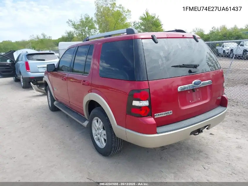 2007 Ford Explorer Eddie Bauer VIN: 1FMEU74E27UA61437 Lot: 42241655