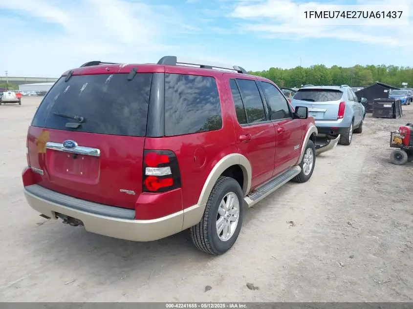 2007 Ford Explorer Eddie Bauer VIN: 1FMEU74E27UA61437 Lot: 42241655