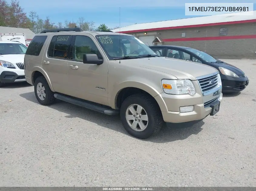 2007 Ford Explorer Xlt VIN: 1FMEU73E27UB84981 Lot: 42258868