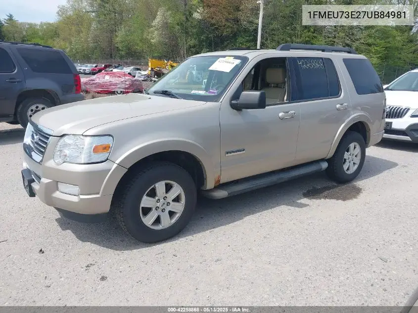 2007 Ford Explorer Xlt VIN: 1FMEU73E27UB84981 Lot: 42258868