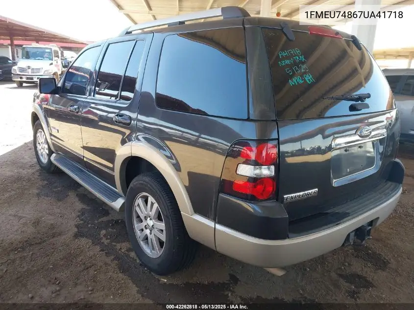 2007 Ford Explorer Eddie Bauer VIN: 1FMEU74867UA41718 Lot: 42262818
