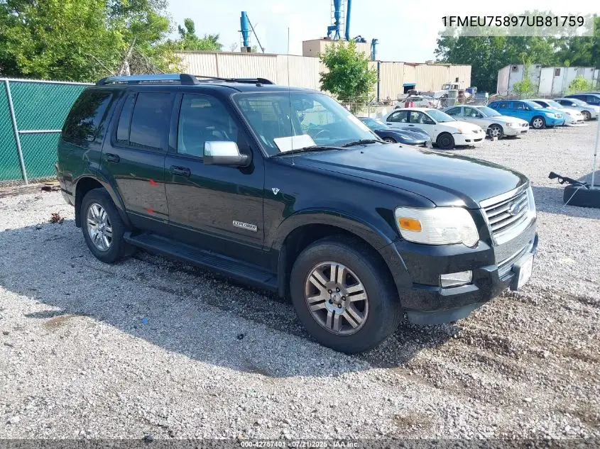 2007 Ford Explorer Limited VIN: 1FMEU75897UB81759 Lot: 42757401