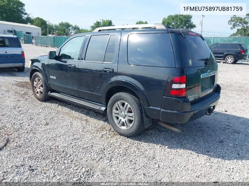 2007 Ford Explorer Limited VIN: 1FMEU75897UB81759 Lot: 42757401