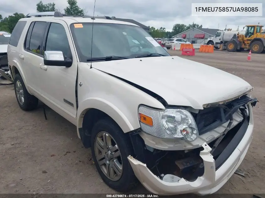 2007 Ford Explorer Limited VIN: 1FMEU75857UA98085 Lot: 42766674