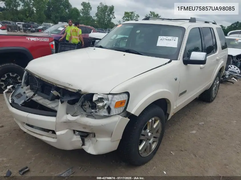 2007 Ford Explorer Limited VIN: 1FMEU75857UA98085 Lot: 42766674