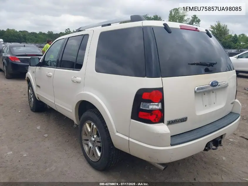 2007 Ford Explorer Limited VIN: 1FMEU75857UA98085 Lot: 42766674
