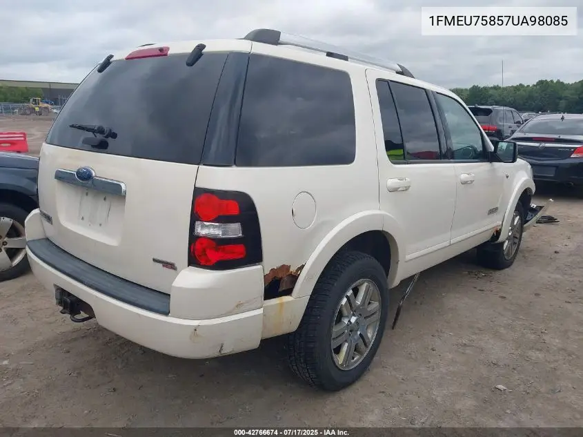 2007 Ford Explorer Limited VIN: 1FMEU75857UA98085 Lot: 42766674