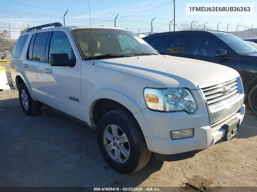 2008 Ford Explorer Xlt VIN: 1FMEU63E68UB36363 Lot: 41655419
