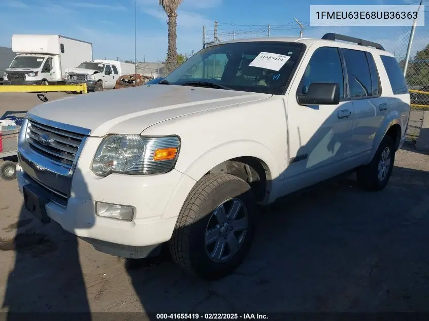 2008 Ford Explorer Xlt VIN: 1FMEU63E68UB36363 Lot: 41655419