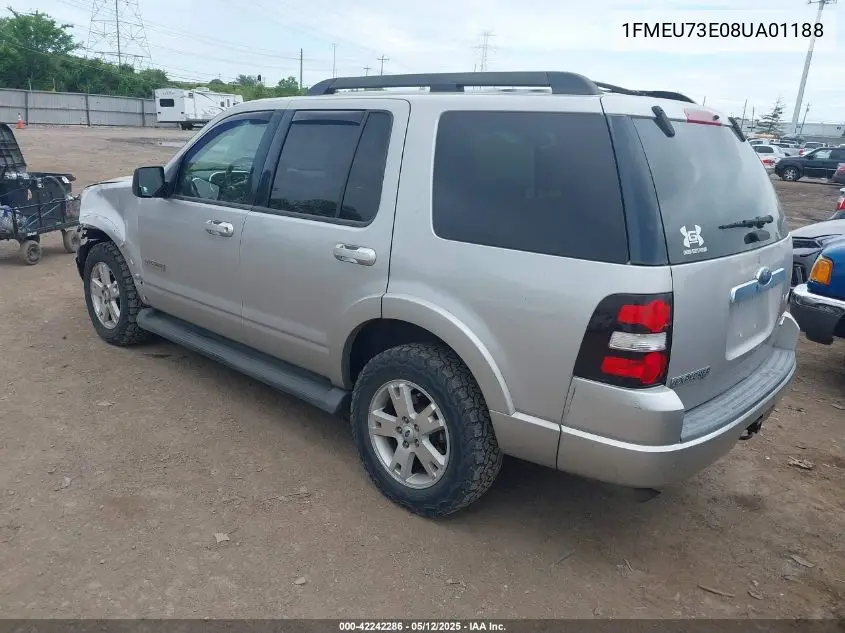 2008 Ford Explorer Xlt VIN: 1FMEU73E08UA01188 Lot: 42242286