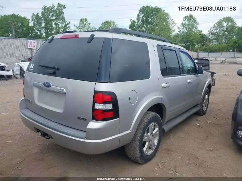 2008 Ford Explorer Xlt VIN: 1FMEU73E08UA01188 Lot: 42242286