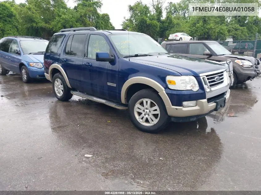 2008 Ford Explorer Eddie Bauer VIN: 1FMEU74E08UA01058 Lot: 42261959