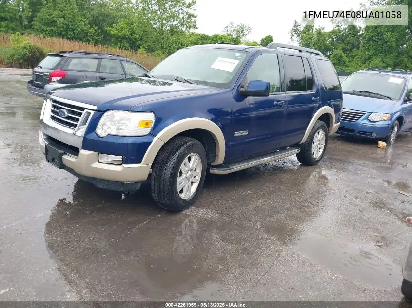 2008 Ford Explorer Eddie Bauer VIN: 1FMEU74E08UA01058 Lot: 42261959