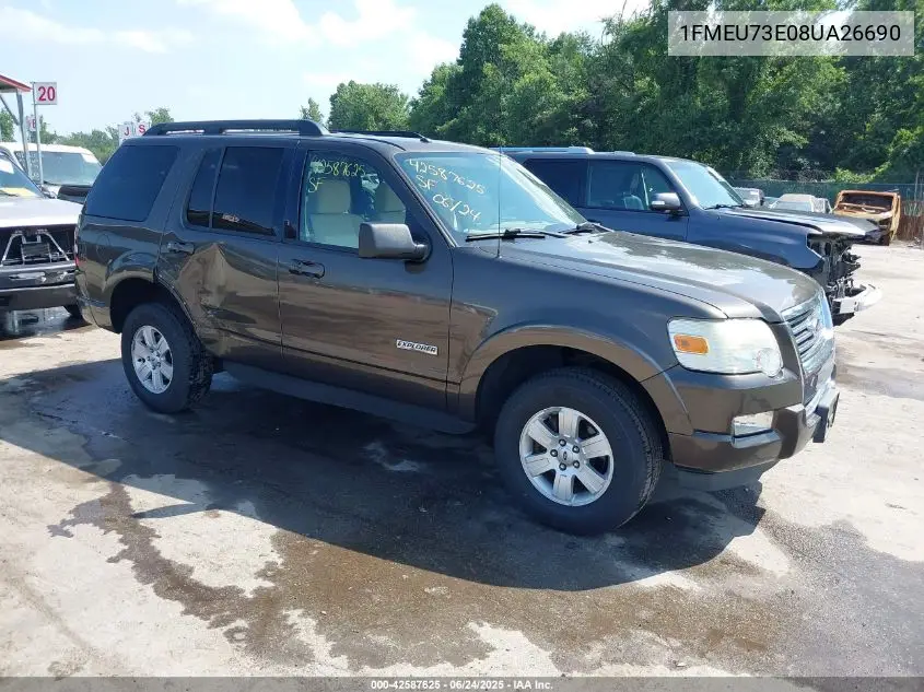 2008 Ford Explorer Xlt VIN: 1FMEU73E08UA26690 Lot: 42587625