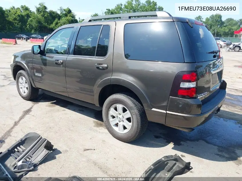 2008 Ford Explorer Xlt VIN: 1FMEU73E08UA26690 Lot: 42587625