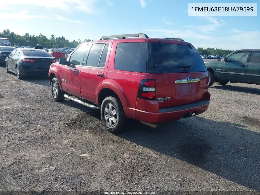 2008 Ford Explorer Xlt VIN: 1FMEU63E18UA79599 Lot: 42612985
