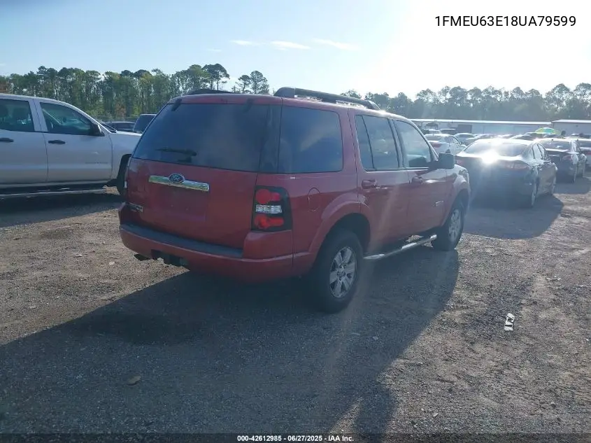 2008 Ford Explorer Xlt VIN: 1FMEU63E18UA79599 Lot: 42612985