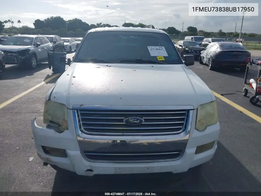 2008 Ford Explorer Xlt VIN: 1FMEU73838UB17950 Lot: 42746847
