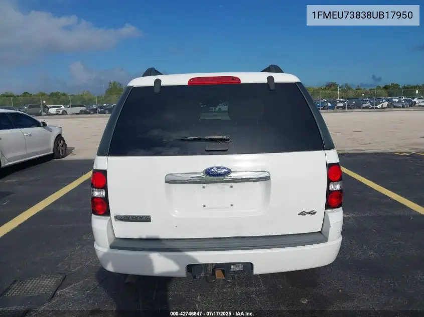 2008 Ford Explorer Xlt VIN: 1FMEU73838UB17950 Lot: 42746847