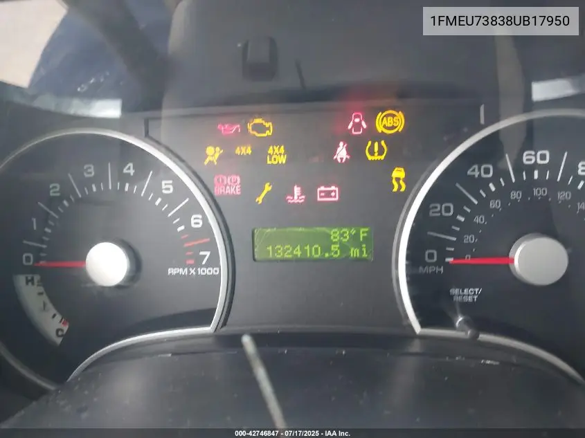 2008 Ford Explorer Xlt VIN: 1FMEU73838UB17950 Lot: 42746847