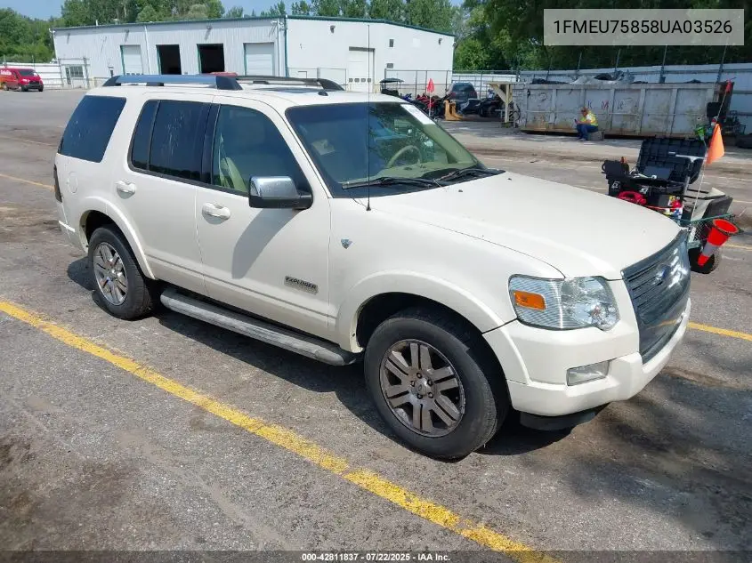 2008 Ford Explorer Limited VIN: 1FMEU75858UA03526 Lot: 42811837