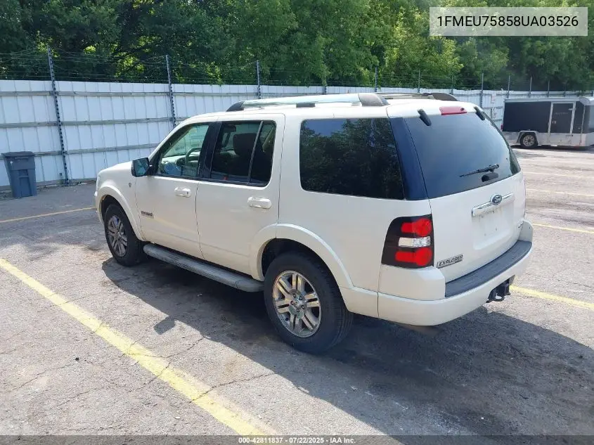 2008 Ford Explorer Limited VIN: 1FMEU75858UA03526 Lot: 42811837