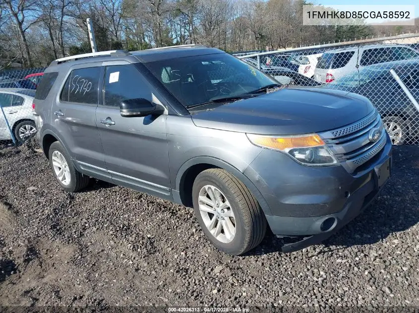 2012 Ford Explorer Xlt VIN: 1FMHK8D85CGA58592 Lot: 42026313