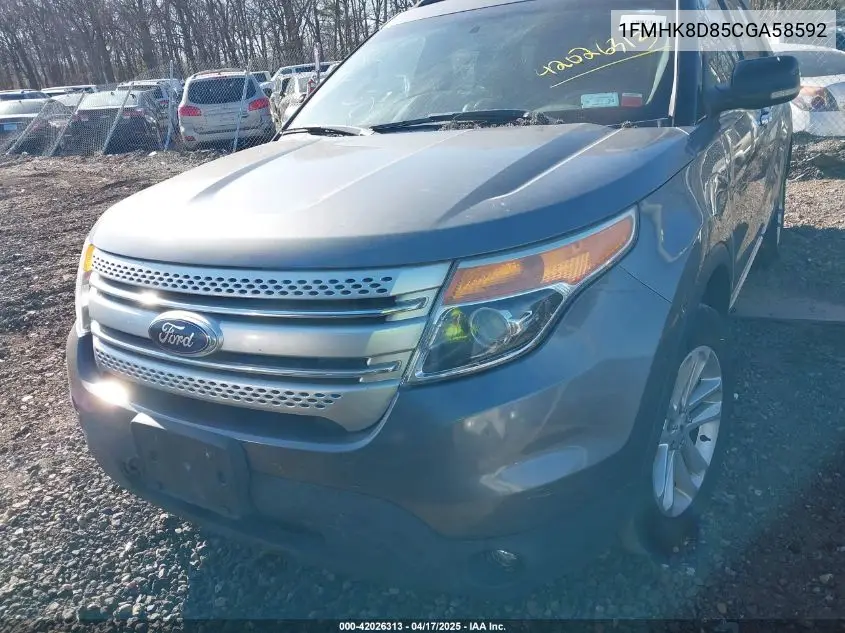 2012 Ford Explorer Xlt VIN: 1FMHK8D85CGA58592 Lot: 42026313