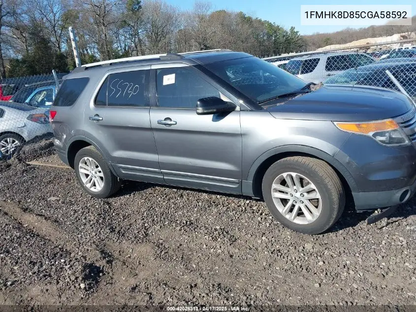 2012 Ford Explorer Xlt VIN: 1FMHK8D85CGA58592 Lot: 42026313