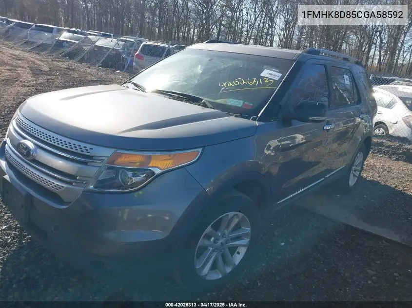 2012 Ford Explorer Xlt VIN: 1FMHK8D85CGA58592 Lot: 42026313