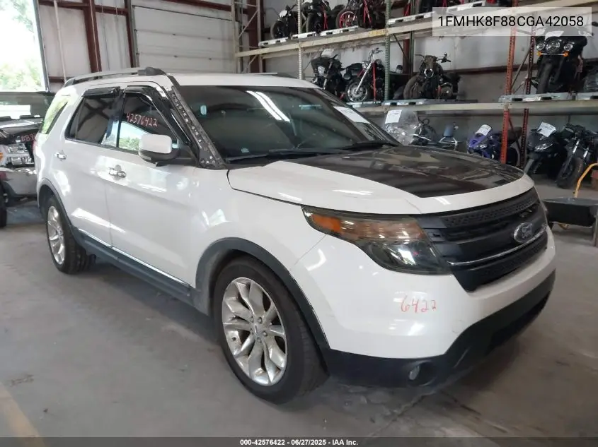2012 Ford Explorer Limited VIN: 1FMHK8F88CGA42058 Lot: 42576422