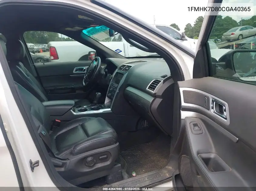 2012 Ford Explorer Xlt VIN: 1FMHK7D80CGA40365 Lot: 42647890