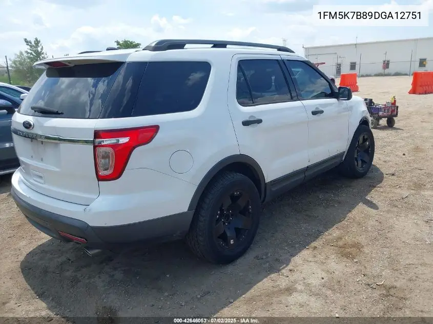 2013 Ford Explorer VIN: 1FM5K7B89DGA12751 Lot: 42646053